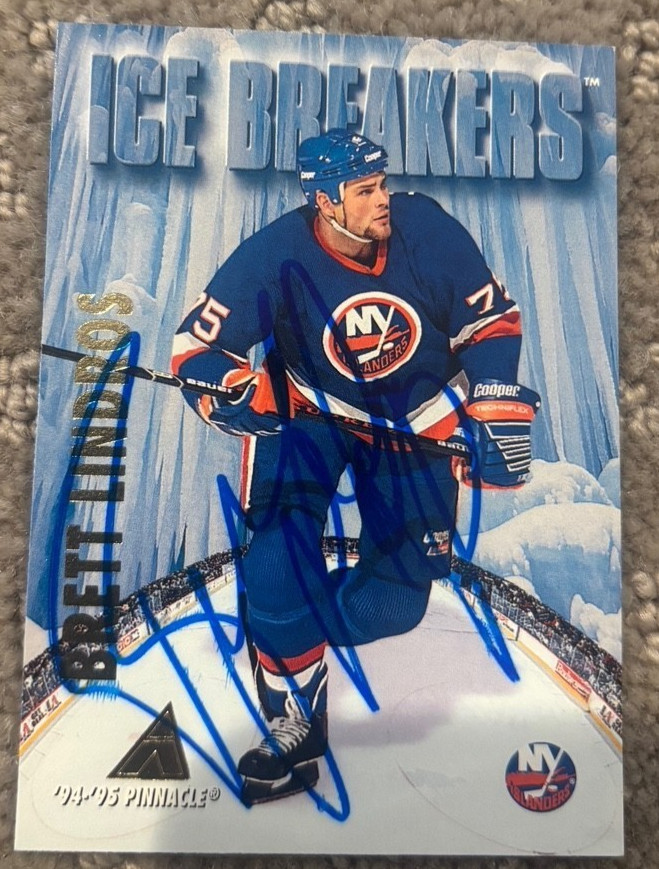 1994 Pinnacle #478 Brett Lindros signed autographed card New York Islanders