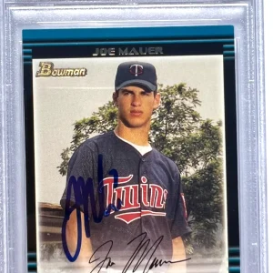 JOE MAUER SIGNED 2002 BOWMAN ROOKIE CARD #379 TWINS AUTO 10 PSA/DNA
