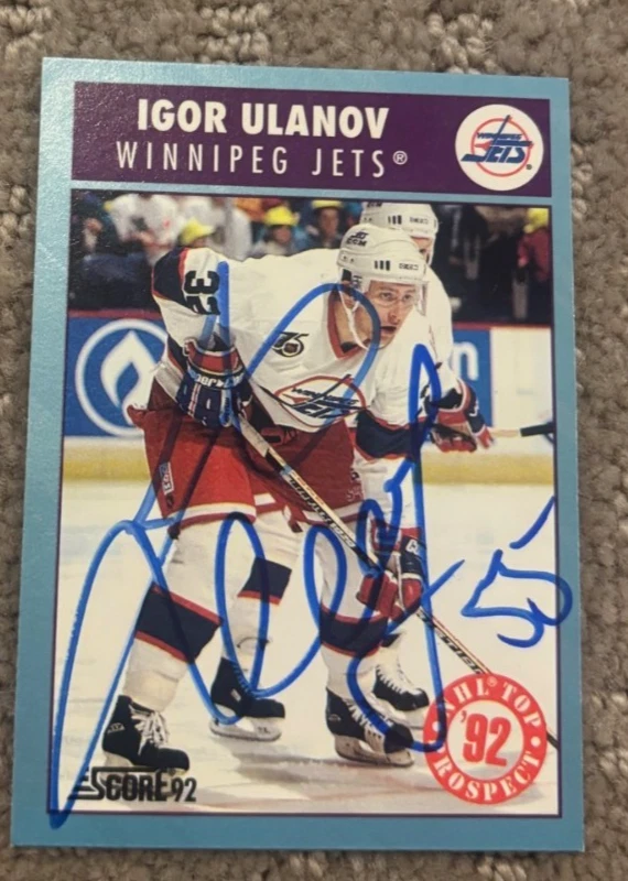 1992-93 Score Canadian #467 Igor Ulanov signed autographed card Winnipeg Jets