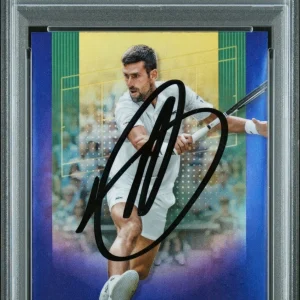 NOVAK DJOKOVIC SIGNED 2024 TOPPS CHROME PURPLE REFRACTOR /499 PSA AUTO 10