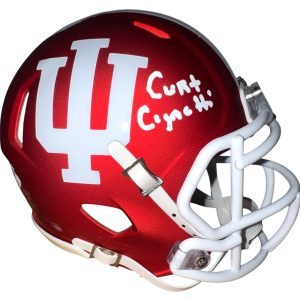 CURT CIGNETTI SIGNED AUTOGRAPHED INDIANA HOOSIERS FOOTBALL MINI HELMET IU JSA