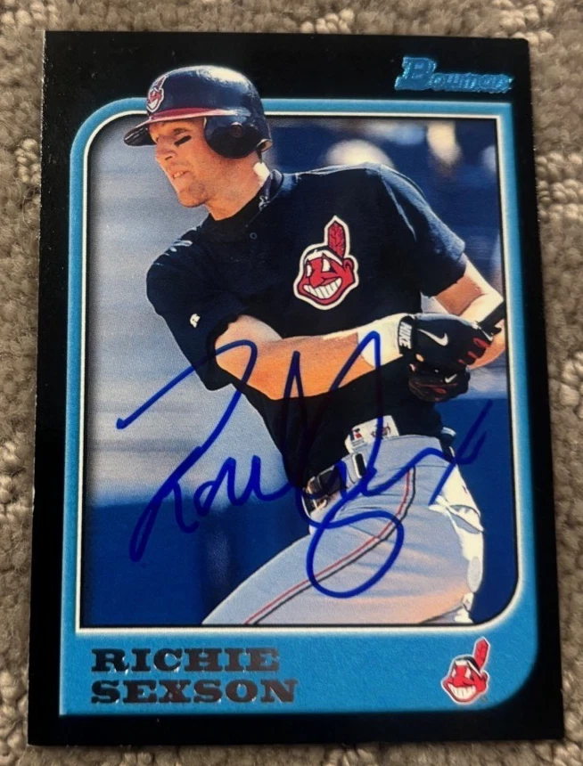 1997 Bowman Richie Sexson signed autographed #160 Card Cleveland Indians