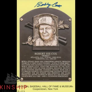 Bobby Cox signed HOF Plaque Postcard JSA COA Braves Hall of Fame Auto Z2396