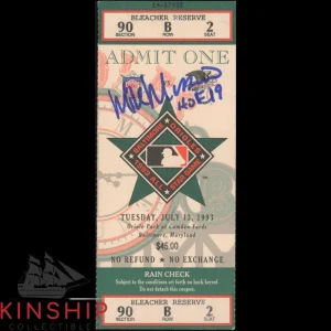 Mike Mussina signed 1993 All Star Game Ticket JSA COA Inscribed HOF Auto Z2388