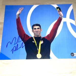 MICHAEL PHELPS HAND SIGNED 11x14 PHOTO GOAT SWIM OLYMPICS GOLD BECKETT BAS COA