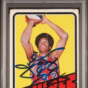 JULIUS ERVING SIGNED 1972 TOPPS #195 ROOKIE CARD DR.J RC PSA/DNA AUTO 10