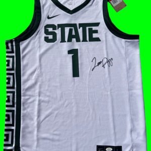 COACH TOM IZZO SIGNED MICHIGAN STATE SPARTANS MSU BASKETBALL NCAA JERSEY JSA !