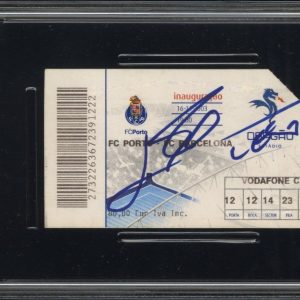 2003 Lionel Messi Signed Pro Club Debut Ticket Barcelona Porto PSA 7 Auto 8