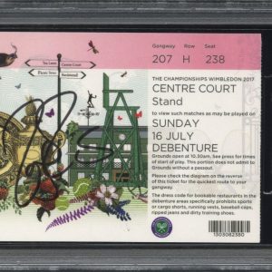 ROGER FEDERER SIGNED 2017 WIMBLEDON CHAMPIONSHIP FINALS TICKET PSA 6 AUTO 10