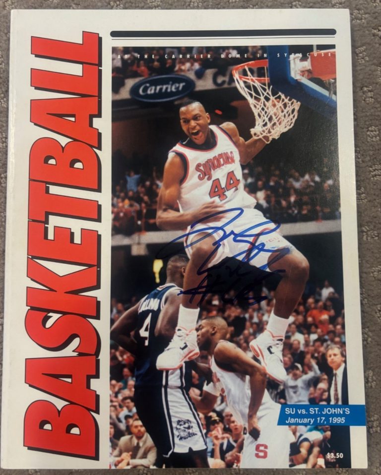 John Wallace 1995 signed autographed Syracuse Orangemen program January 17th