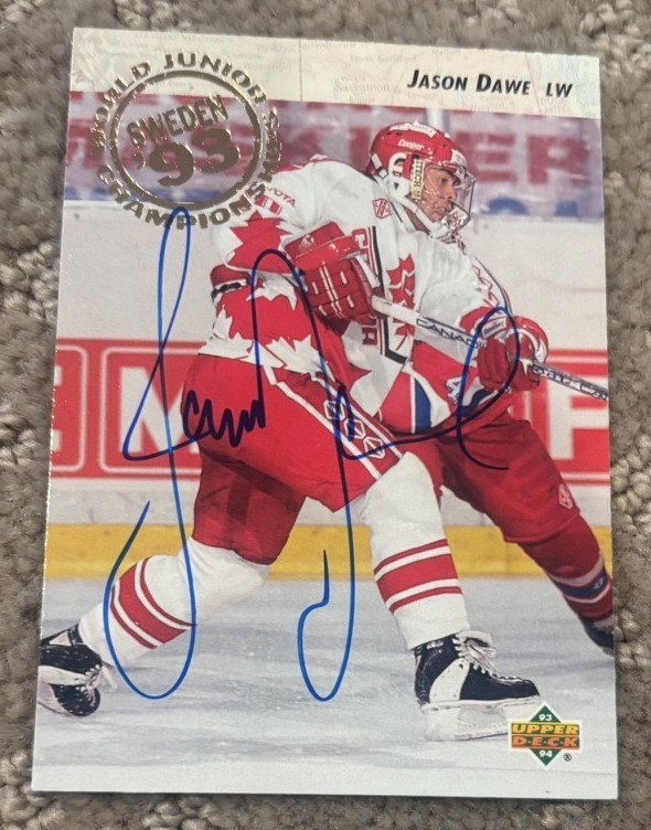 Jason Dawe Signed Autographed 1993-94 Upper Deck Card #254 Buffalo Sabres