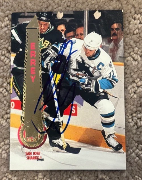 1994-95 Bob Errey Pinnacle signed autographed card San Jose Sharks