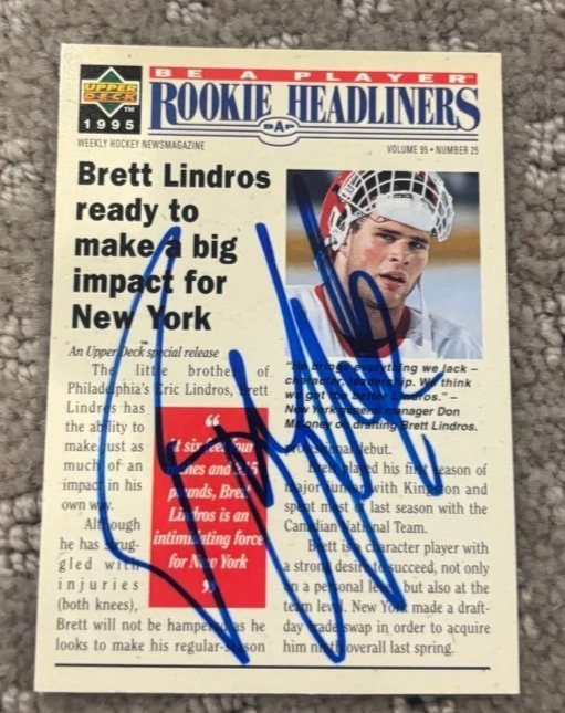 1994-95 Upper Deck Be a Player Rookie Brett Lindros signed autographed card R153