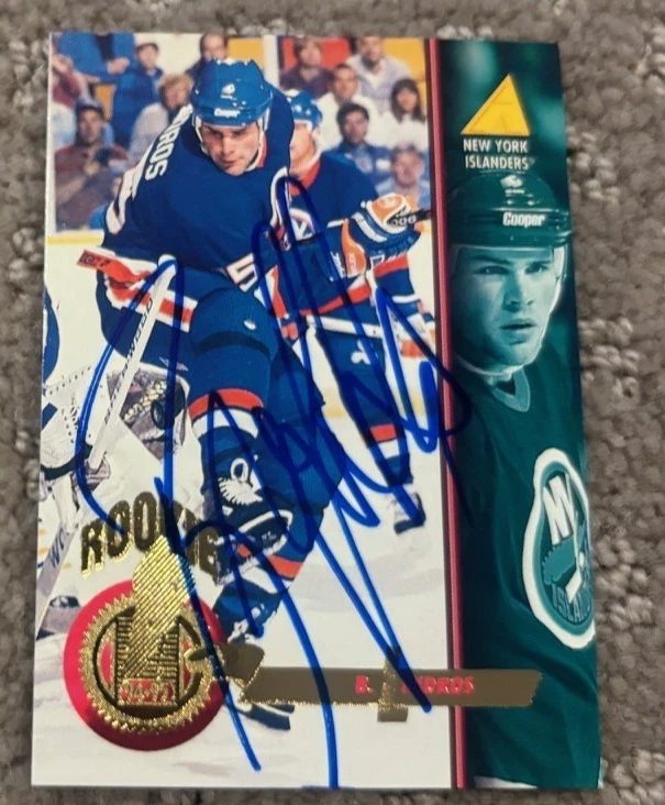 1994-95 Pinnacle #257 Brett Lindros signed autographed card Rookie NY Islanders