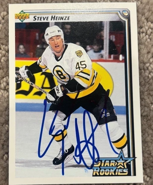 Boston Bruins Steve Heinze Signed Autographed 1992-93 Upper Deck CARD ROOKIE