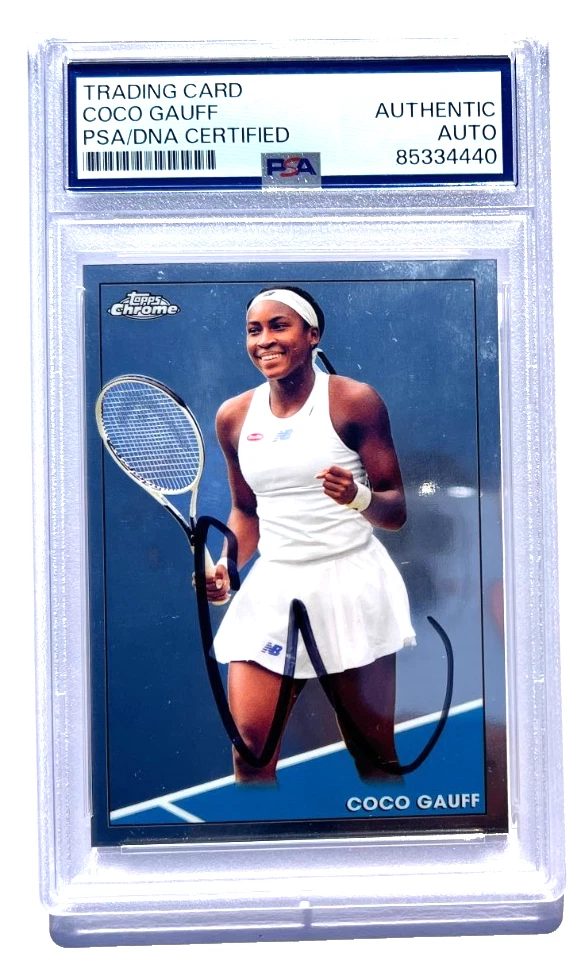 Coco Gauff Signed 2021 Topps Chrome #100 Tennis Rookie Card RC Auto PSA DNA