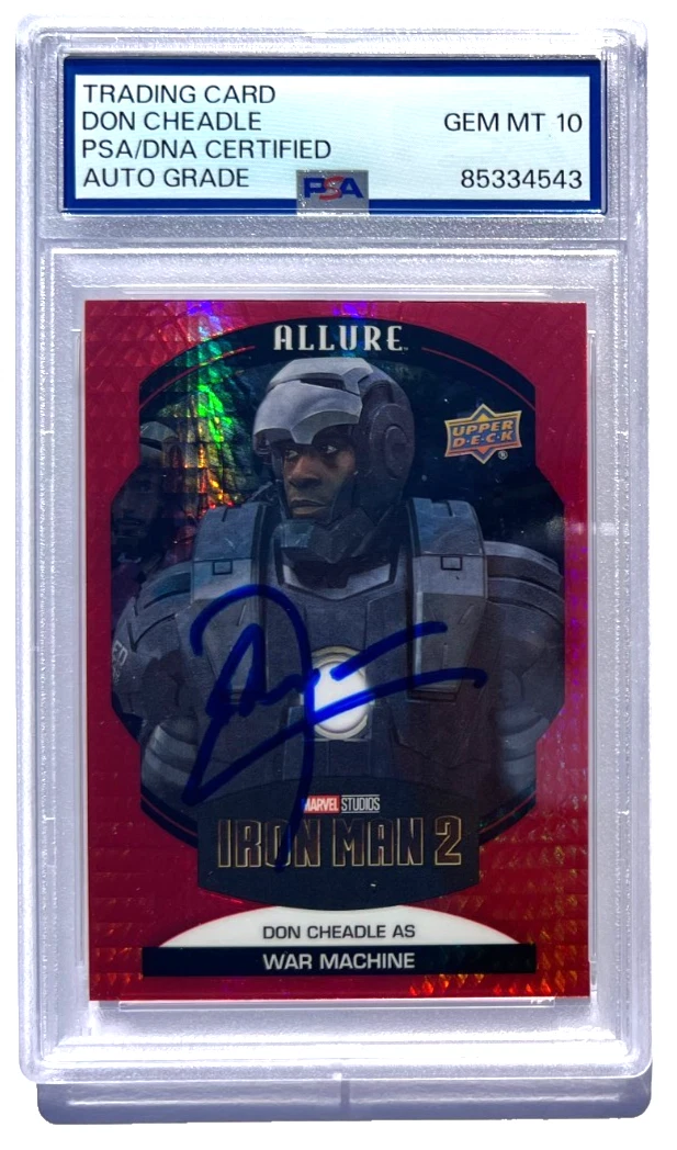 2022 Upper Deck Allure Marvel Don Cheadle Auto War Machine Red Prism PSA Auto 10