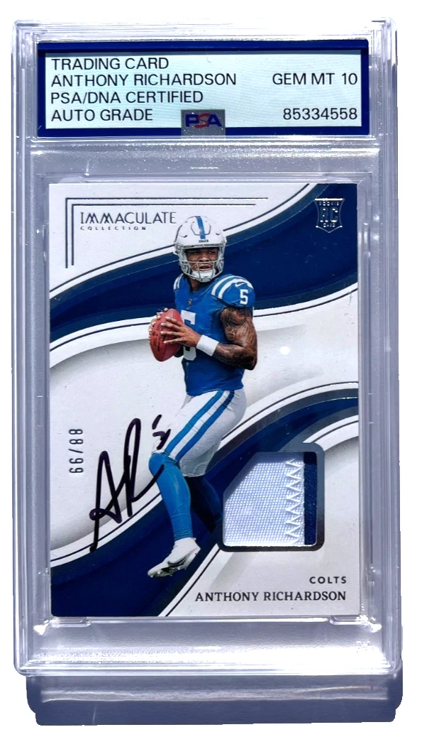 ANTHONY RICHARDSON SIGNED 2023 IMMACULATE ROOKIE PATCH CARD RPA AUTO /99 PSA DNA