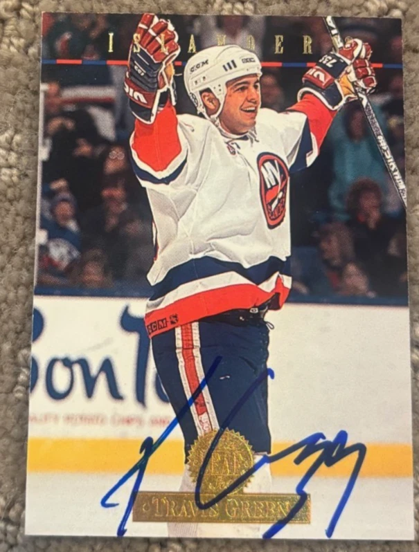 1994-95 Leaf #288 Travis Green signed autographed card New York Islanders
