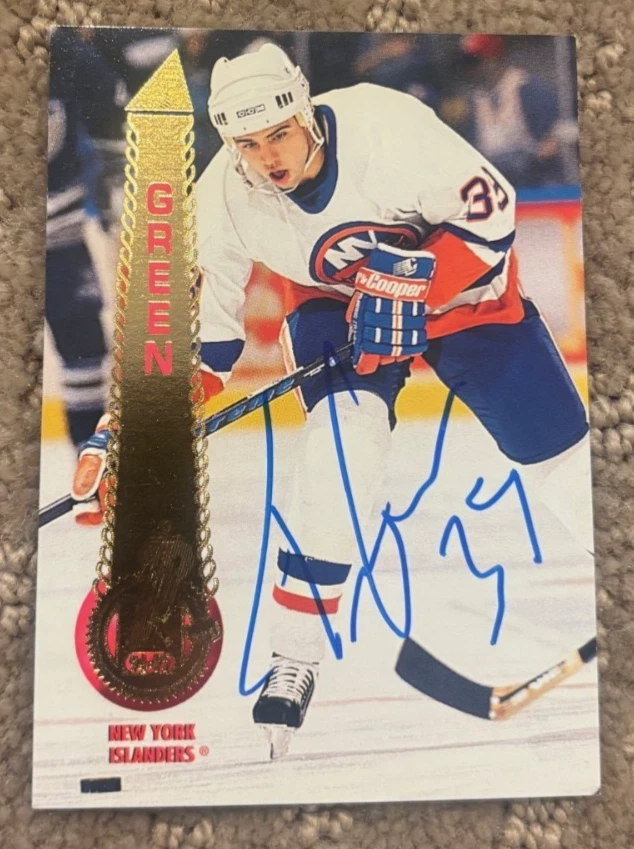 1994-95 Pinnacle #216 Travis Green signed autographed card New York Islanders
