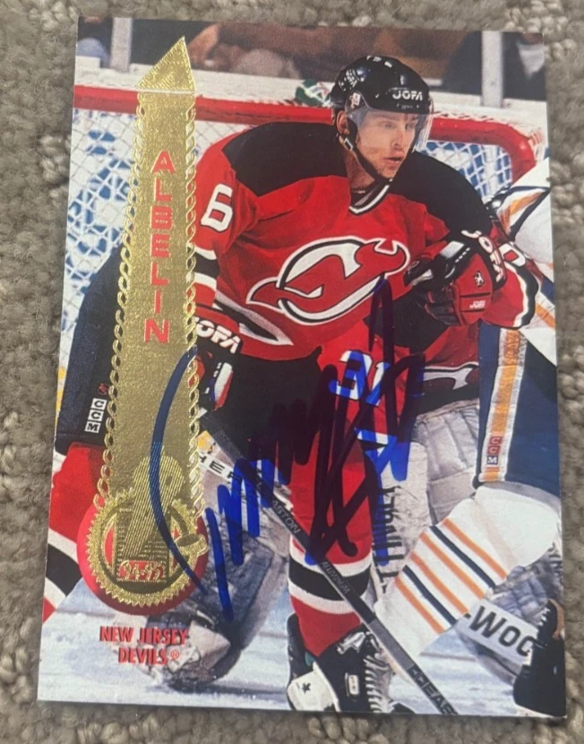 1994-95 Pinnacle Hockey- #508 Tommy Albelin signed autographed card NJ Devils