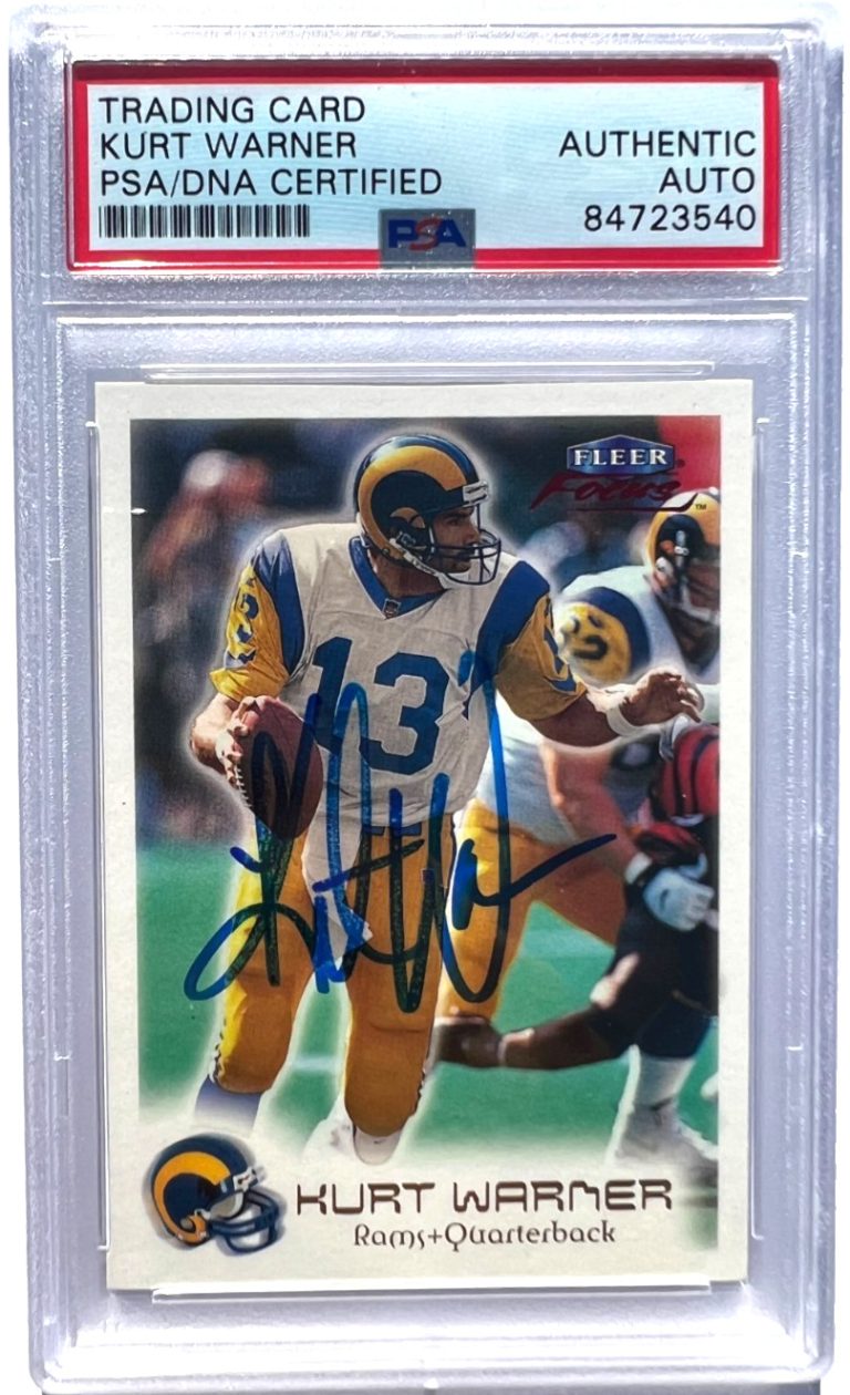 1999 Fleer Focus #40 Kurt Warner SIGNED AUTO RC Rookie HOF St. Louis Rams PSA