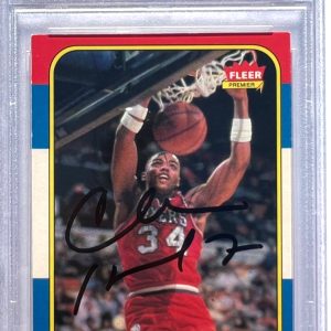 CHARLES BARKLEY SIGNED 1986 FLEER ROOKIE BASKETBALL CARD 76ERS PSA/DNA AUTO 10