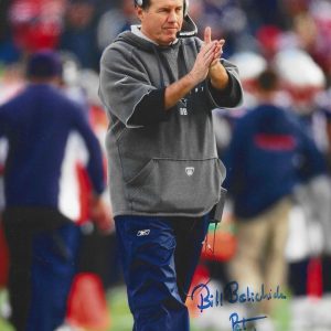BILL BELICHICK SIGNED AUTOGRAPHED PATRIOTS FOOTBALL 8X10 PHOTO BECKETT BAS