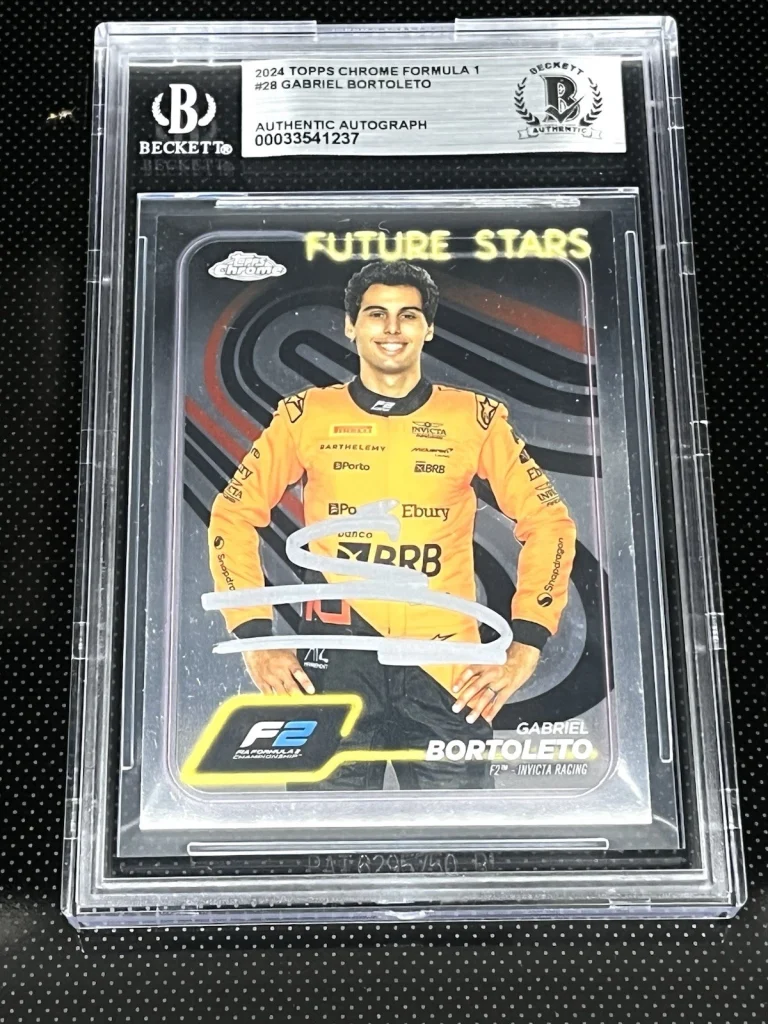 Gabriel Bortoleto Signed Card 2024 RC Topps Chrome F1 Formula 1 Beckett Slab
