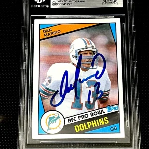 DAN MARINO SIGNED ROOKIE CARD 1984 TOPPS #123 MIAMI DOLPHINS AUTO BECKETT WOW