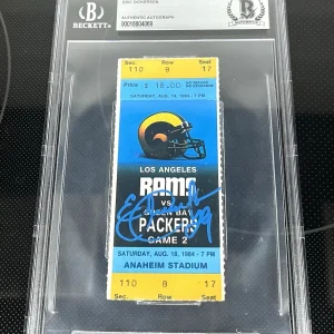 Eric Dickerson Signed Record Year Ticket Stub 08/18/1983 Beckett Encap