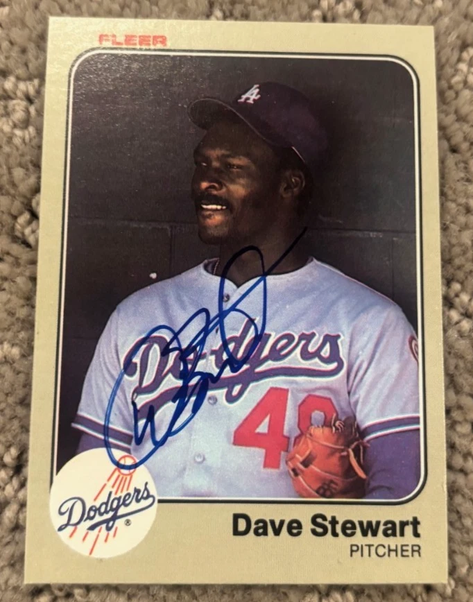 DAVE STEWART 1983 FLEER SIGNED AUTOGRAPHED CARD #222 LOS ANGELES DODGERS