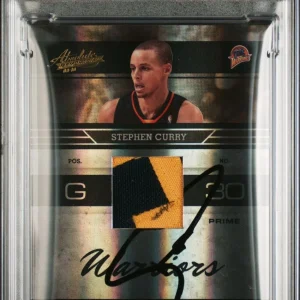 STEPHEN CURRY SIGNED 2009 ABSOLUTE BLACK PRIME MATERIAL RC /25 ROOKIE PSA AUTO