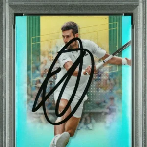 NOVAK DJOKOVIC SIGNED 2024 TOPPS CHROME AQUA REFRACTOR /399 PSA AUTO 10