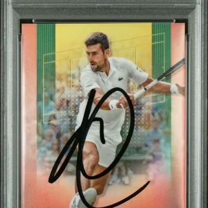 NOVAK DJOKOVIC SIGNED 2024 TOPPS CHROME ROSE GOLD REFRACTOR /20 PSA AUTO 10