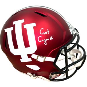 CURT CIGNETTI SIGNED AUTOGRAPHED INDIANA HOOSIERS FOOTBALL FULL SIZE HELMET JSA