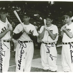 TED WILLIAMS JOE DIMAGGIO GEORGE KELL LOU BOUDREAU SIGNED 8X10 PSA DNA AF04760