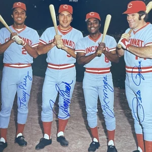 BIG RED MACHINE MULTI SIGNED 16X20 BAS AB16777 ROSE PEREZ MORGAN BENCH