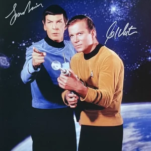 WILLIAM SHATNER LEONARD NIMOY DUAL SIGNED 16X20 JSA L63259 STAR TREK