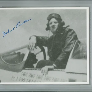 JOHN LANDERS SIGNED 8X10 PSA DNA (D) WWII ACE BIG BEAUTIFUL DOLL P-51 PILOT
