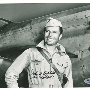JOHN MITCHELL SIGNED 8X10 (D) PSA DNA WWII ACE 11V YAMAMATO MISSION