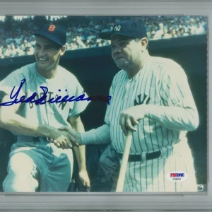 TED WILLIAMS SIGNED 8X10 PSA AF09233 W/ BABE RUTH RED SOX HOF ENCAPSULATED