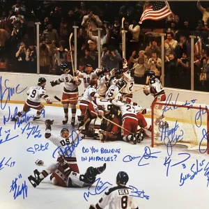 1980 US OLYMPIC HOCKEY TEAM SIGNED 16x20 BAS MIRACLE ON ICE X18 W/ INSC