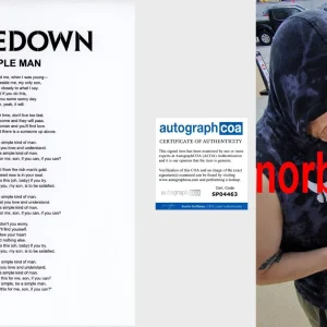 BRENT SMITH SIGNED SHINEDOWN SIMPLE MAN LYRIC SHEET wEXACT PROOF & AUTOGRAPH COA
