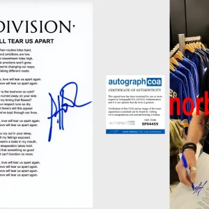 PETER HOOK SIGNED JOY DIVISION NEW ORDER LYRIC SHEET w/EXACT PROOF AUTOGRAPH COA