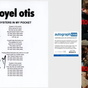 ROYEL OTIS SIGNED OYSTERS IN MY POCKET LYRIC SHEET w/EXACT PROOF AUTOGRAPH COA