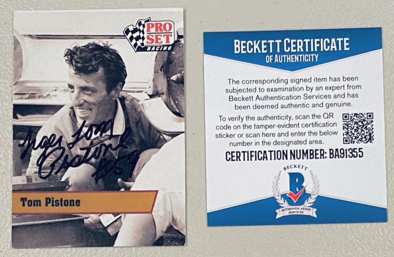 Tom Pistone Signed Autographed 1991 Pro Set Card #L29 Beckett BAS NASCAR HOF