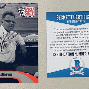 Edwin Banjo Matthews Signed Autographed 1992 Pro Set Card L18 Beckett BAS NASCAR