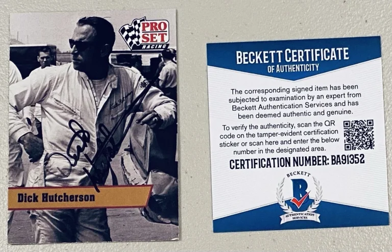 Dick Hutcherson Signed Autographed 1991 Pro Set Card #L5 Beckett BAS NASCAR HOF