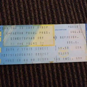 Streets Bad Boy The Palms March 18 1984 Used Concert Ticket Stub